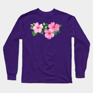 Impatiens - Pink Impatiens with Buds Long Sleeve T-Shirt